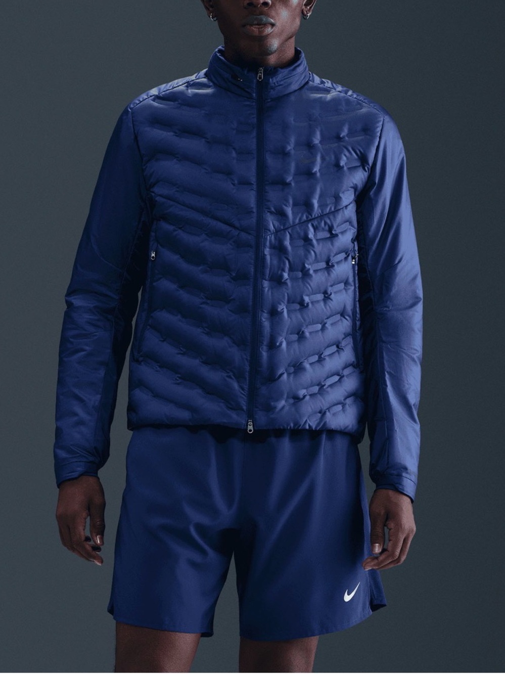 Nike Therma Fit Men's Navy Quilted Lightweight Puffer Jacket with Hood SZ. M New